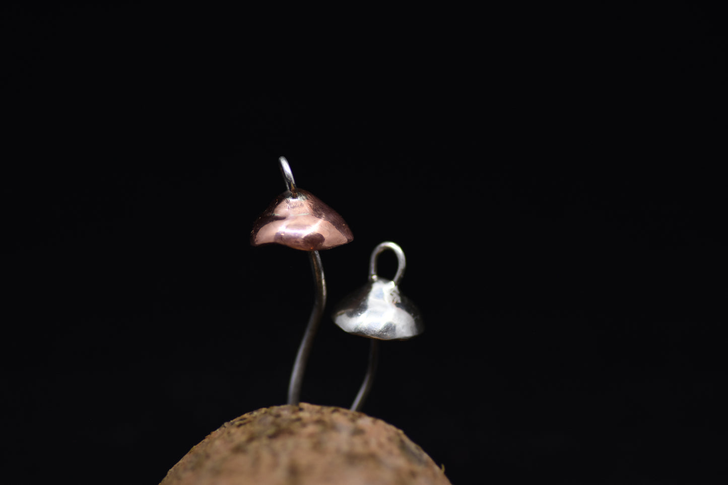 Copper cap mushroom pendant (copper and 925 Sterling Silver)