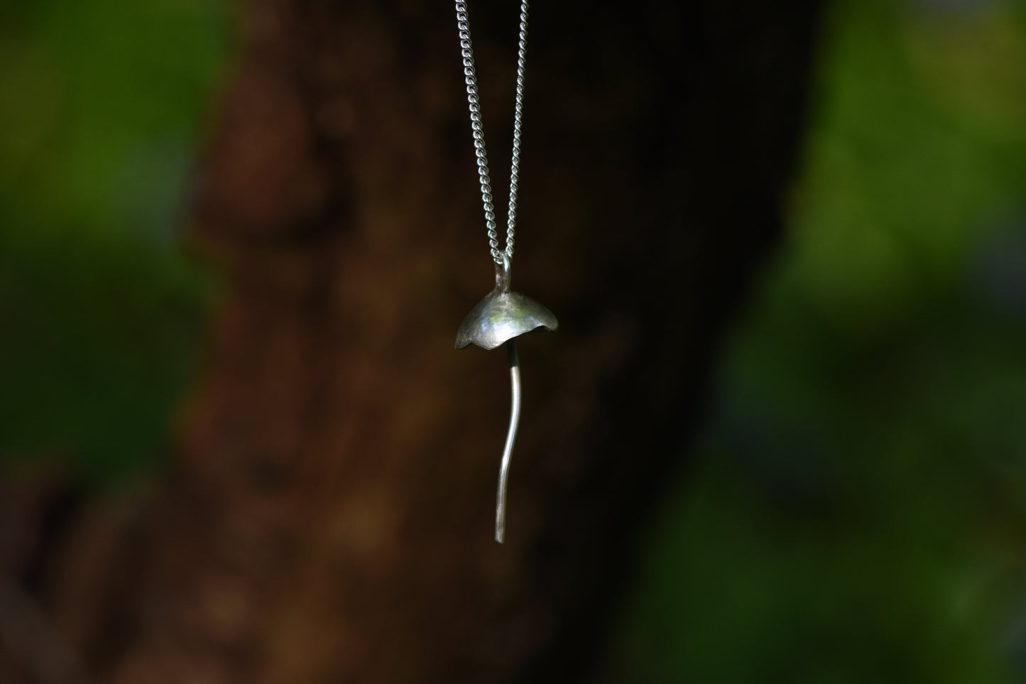 Silver cap mushroom pendant (925 Sterling Silver)