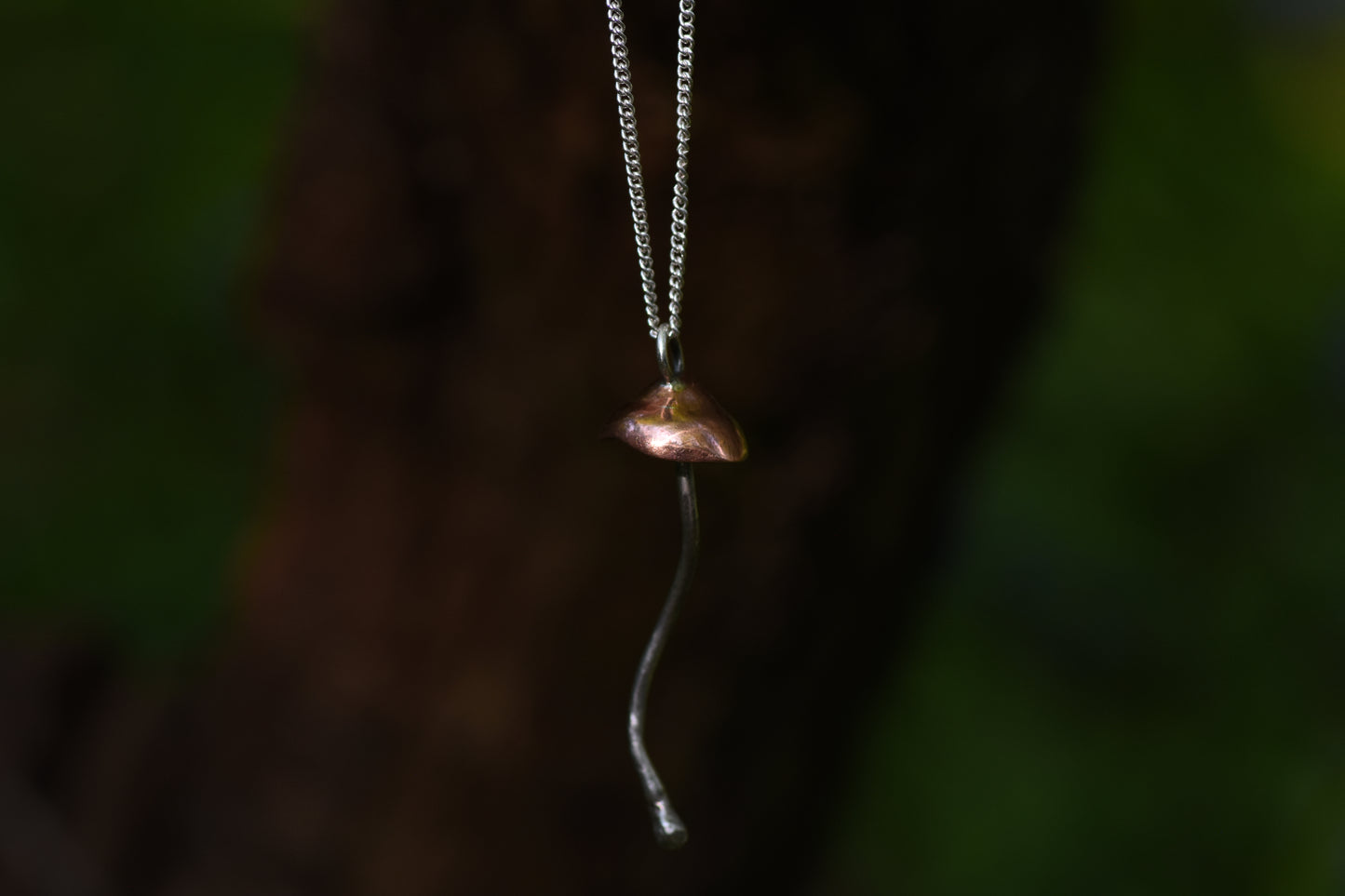 Copper cap mushroom pendant (copper and 925 Sterling Silver)