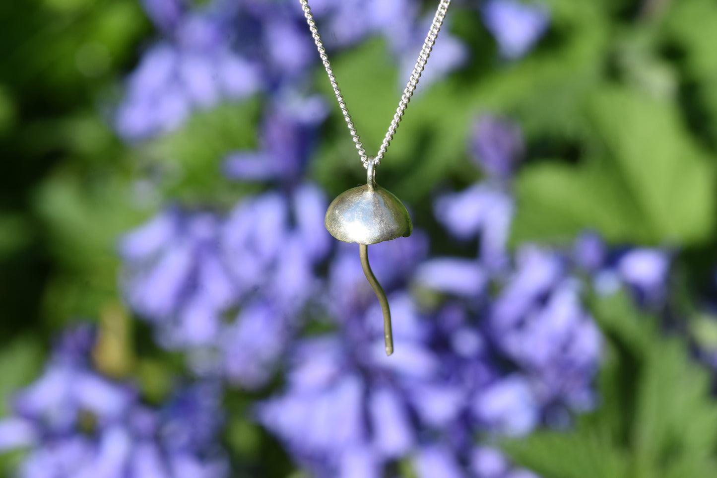 Silver cap mushroom pendant (925 Sterling Silver)