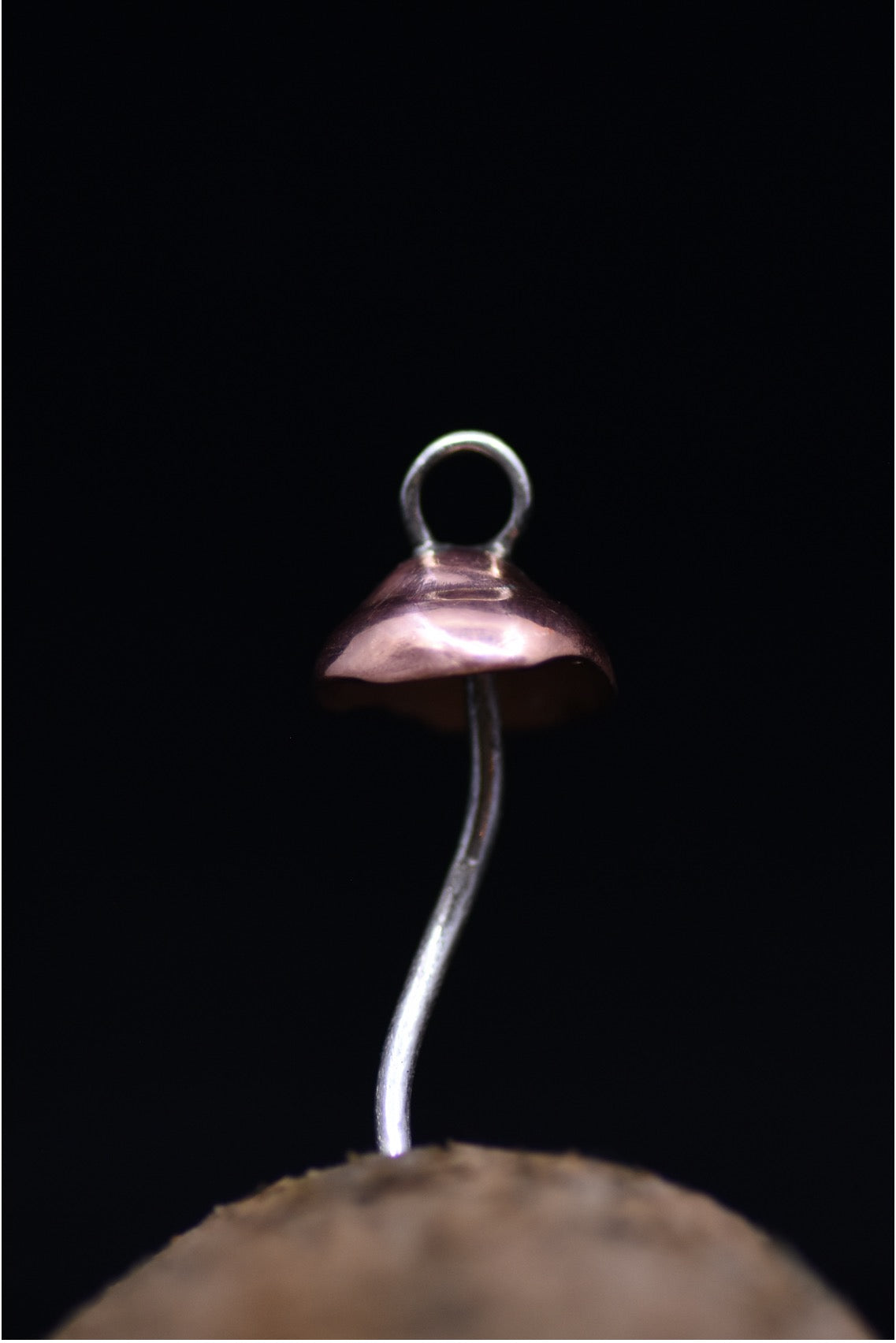 Copper cap mushroom pendant (copper and 925 Sterling Silver)