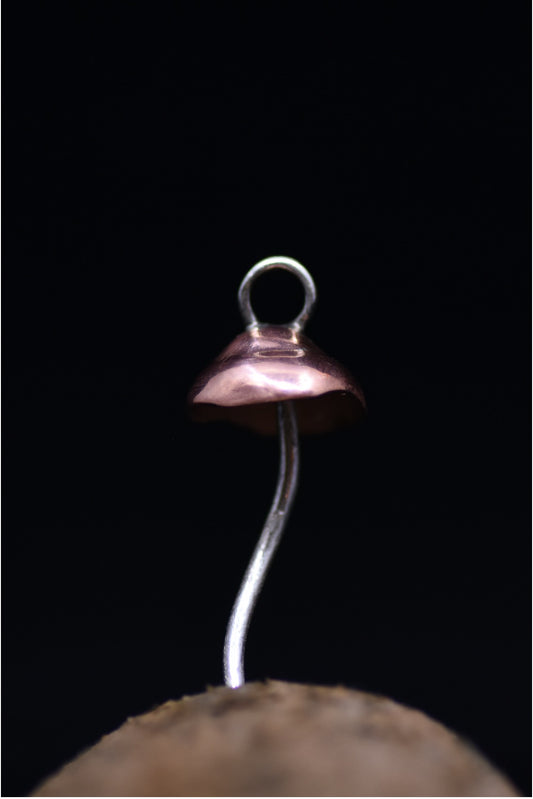 Copper cap mushroom pendant (copper and 925 Sterling Silver)